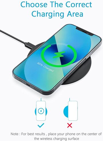 شاحن لاسلكي نحيف مع محول QC3.0، لوحة شحن لاسلكية سريعة 15 وات، متوافق مع iPhone 14/13/13 Pro/13 Pro Max/13 Mini/12/XR/XS/8 Plus/Samsung Galaxy S21/S20/S9/Note 20/10/جوجل بيكسل 7/6/5 in Kuwait