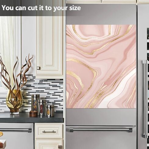 مودو غطاء مغناطيسي لغسالة الصحون بتصميم رخامي بلون ذهبي وردي، لوحة ثلاجة مغناطيسية لغسيل الباب الامامي، غطاء ديكور للمنزل والمطبخ والمنزل الريفي، 23 × 26 انش in Kuwait