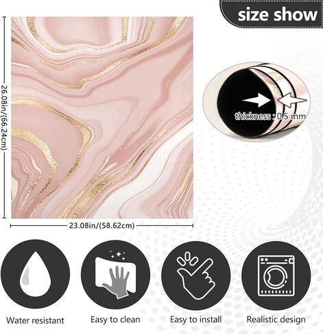مودو غطاء مغناطيسي لغسالة الصحون بتصميم رخامي بلون ذهبي وردي، لوحة ثلاجة مغناطيسية لغسيل الباب الامامي، غطاء ديكور للمنزل والمطبخ والمنزل الريفي، 23 × 26 انش in Kuwait