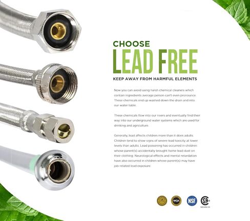 Everflow Supplies 27748PR-NL Premium Braided Stainless Steel Premium Dishwasher Connector Hose with PVC Inner Tube, 3/8" Compression Connections and Brass Elbow, 48" in Saudi Arabia