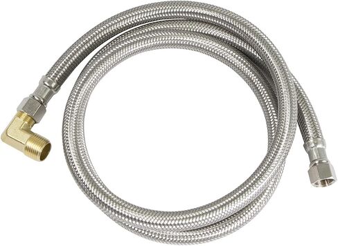 Everflow Supplies 27748PR-NL Premium Braided Stainless Steel Premium Dishwasher Connector Hose with PVC Inner Tube, 3/8" Compression Connections and Brass Elbow, 48" in Saudi Arabia