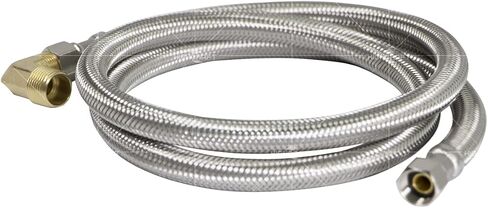 Everflow Supplies 27748PR-NL Premium Braided Stainless Steel Premium Dishwasher Connector Hose with PVC Inner Tube, 3/8" Compression Connections and Brass Elbow, 48" in Saudi Arabia