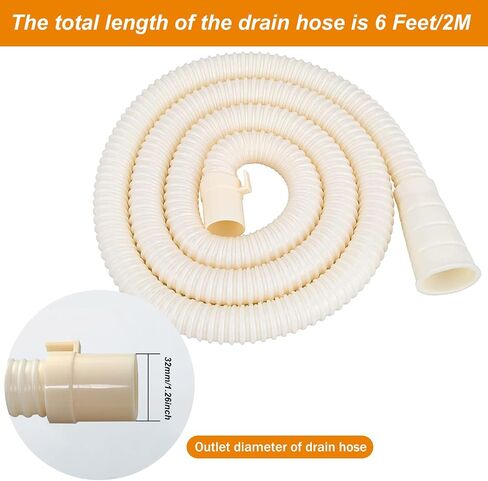 Xnuoyo 6ft Washing Machine Drain Hose Extension Kit,Flexible Dishwasher Washing Machine Drain Hose,Universal Washing Machine Replacement Hoses with Clamps (6.00) in Saudi Arabia