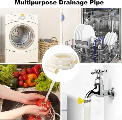 Xnuoyo 6ft Washing Machine Drain Hose Extension Kit,Flexible Dishwasher Washing Machine Drain Hose,Universal Washing Machine Replacement Hoses with Clamps (6.00) in Saudi Arabia