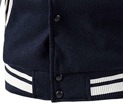 Men's Varsity Jackets Casual Fleece Spring Fall Baseball Jacket Slim Fit Long Sleeve Cotton Bomber Jacket (Black,Medium) in Kuwait