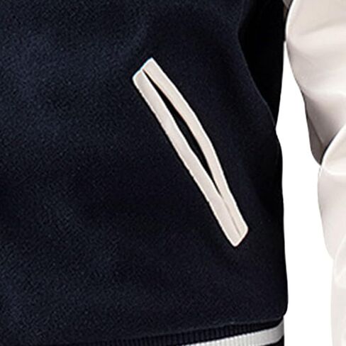 Men's Varsity Jackets Casual Fleece Spring Fall Baseball Jacket Slim Fit Long Sleeve Cotton Bomber Jacket (Black,Medium) in Kuwait