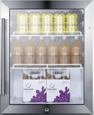 Summit Appliance SPR314LOSCSS Compact Outdoor Beverage Center with Stainless Steel Trimmed Glass Door, Automatic Defrost, Adjustable Thermostat, Stainless Steel Cabinet and Front Lock in Kuwait