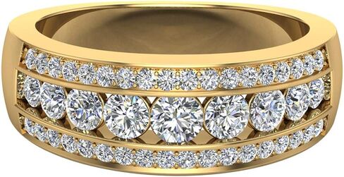 1.00 ct tw Three Rows Graduating Diamond Wedding Band Ring 14K Gold in Kuwait