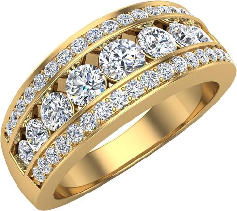 1.00 ct tw Three Rows Graduating Diamond Wedding Band Ring 14K Gold in Kuwait