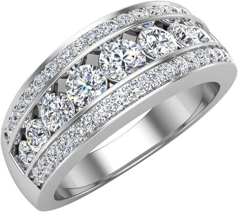 1.00 ct tw Three Rows Graduating Diamond Wedding Band Ring 14K Gold in Kuwait