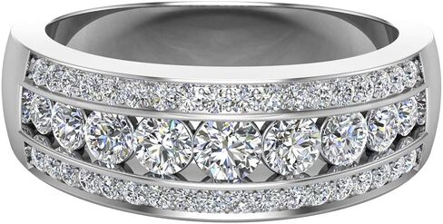 1.00 ct tw Three Rows Graduating Diamond Wedding Band Ring 14K Gold in Kuwait