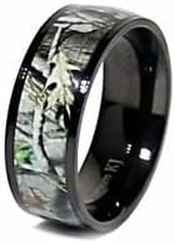 His and Hers Camo Wedding Ring Sets - Black and White Camo - Wedding Rings - Camo Engagement Ring - Cubic Zirconia Wedding Sets - Cz Engagement Rings - Camo Wedding Bands Set in Saudi Arabia