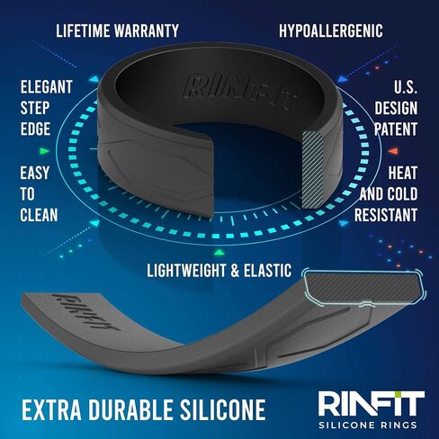 Rinfit Silicone Rings for Women and Men - Silicone Wedding Bands Sets for Him and Her - Patented Design Rubber Wedding Rings - 4Love Collection in Saudi Arabia