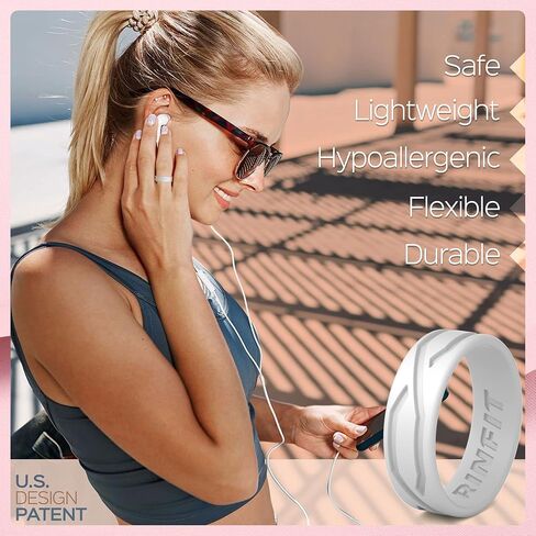 Rinfit Silicone Rings for Women and Men - Silicone Wedding Bands Sets for Him and Her - Patented Design Rubber Wedding Rings - 4Love Collection in Saudi Arabia