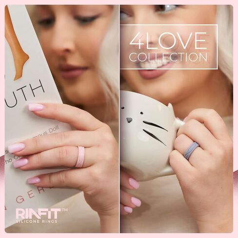 Rinfit Silicone Rings for Women and Men - Silicone Wedding Bands Sets for Him and Her - Patented Design Rubber Wedding Rings - 4Love Collection in Saudi Arabia
