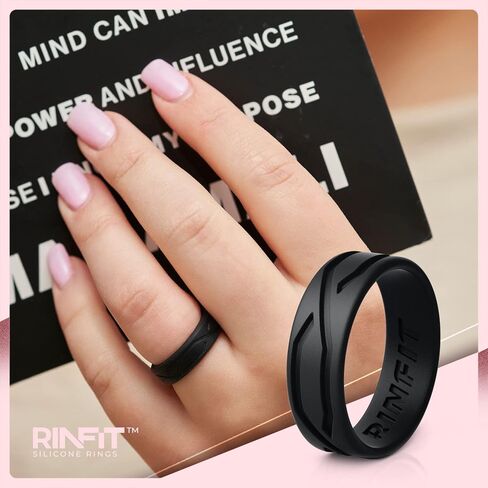 Rinfit Silicone Rings for Women and Men - Silicone Wedding Bands Sets for Him and Her - Patented Design Rubber Wedding Rings - 4Love Collection in Saudi Arabia