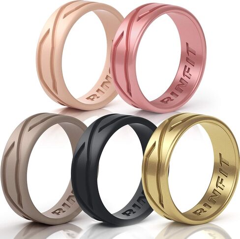 Rinfit Silicone Rings for Women and Men - Silicone Wedding Bands Sets for Him and Her - Patented Design Rubber Wedding Rings - 4Love Collection in Saudi Arabia