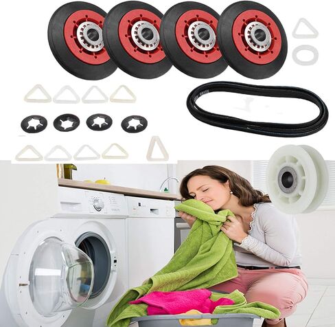 4392067RC طقم إصلاح مجفف الشعر 279640 قطعة بديلة 4392067VP متوافق مع ويرلبول كين-مور ، PS373088 AP3109602 تتضمن مجموعات إصلاح 279640 Idler Pulley W10314173 Drum Roller 661570 Belt in Kuwait