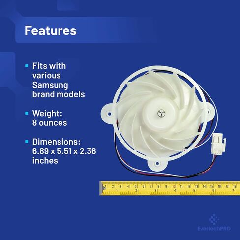 EvertechPRO DA31-00287B Evaporator Fan Motor Assembly Replacement for Samsung Refrigerator DA31-00334C DA96-00968A in Saudi Arabia
