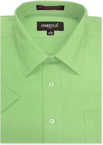 OmegaTux Mens Short Sleeve Solid Color Dress Shirts in Kuwait