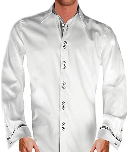 Anton Alexander White and Silver French Cuff Shirts | White and Grey French Cuff Shirts | Modern French Cuff Shirts in Saudi Arabia