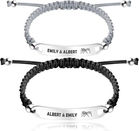 YATEDIY Personalized ID Couple Bracelets Custom Engraved Hand Braided Rope Wrist Bracelet Men Women Friendship Adjustable Custom Valentine's Day in Saudi Arabia