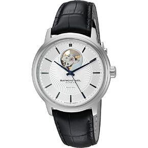 RAYMOND WEIL Men's Maestro Stainless Steel Swiss-Automatic Watch with Leather Strap, Black (Model: 2227-STC-65001) in Kuwait