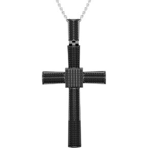 0.75 Carat (ctw) Round Black Diamond Mens Religious Cross Pendant 3/4 CT in Kuwait