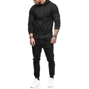 WZIKAI Men's Tracksuits,2 Piece Hooded Athletic Sweatsuits for Mens Casual Jogging Suits Sets