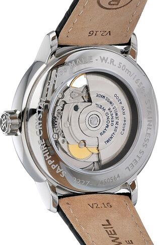 RAYMOND WEIL Men's Maestro Stainless Steel Swiss-Automatic Watch with Leather Strap, Black (Model: 2227-STC-65001) in Kuwait