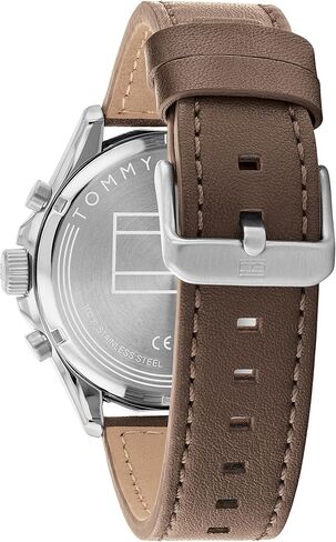 Tommy Hilfiger Men's Stainless Steel Case and Calfskin Strap Watch, Color: Brown (Model: 1792003) in Saudi Arabia