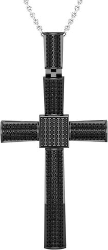 0.75 Carat (ctw) Round Black Diamond Mens Religious Cross Pendant 3/4 CT in Saudi Arabia