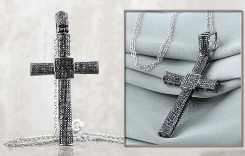 0.75 Carat (ctw) Round Black Diamond Mens Religious Cross Pendant 3/4 CT in Saudi Arabia