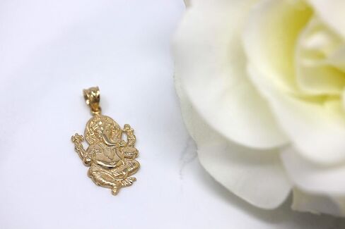 CaliRoseJewelry 10k Hindu Lord Ganesh Ganesha Elephant Hindu God of Fortune Charm Pendant in Saudi Arabia