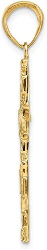 Solid 14k Yellow Gold and Textured Nugget Block Style Cross Pendant Charm in Saudi Arabia