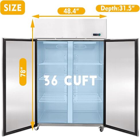 Aceland ARF-48B Reach-in Double door COMBO Refrigerator and Freezer 36 Cu. Ft. for Restaurant, Bar, Shop, Residential(Commercial Kitchen Equipment) in Saudi Arabia