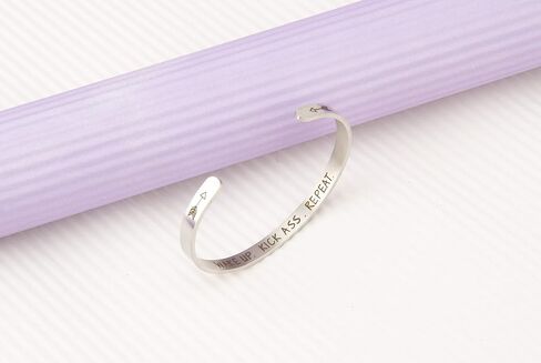 A N KINGPiiN Inspirational bracelets Stainless Steel Cuff Bangle Gifts for Women, Men Teens Girls -Motivational Mantra Quote inspirational Jewelry for friendship encouragement with gift box in Saudi Arabia