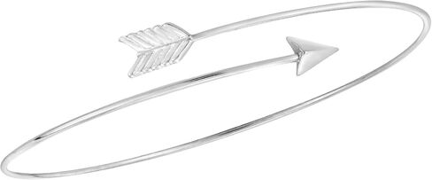 Minimalist Eternity Directional Arrow Wrap .925 Sterling Silver Bangle Bracelet in Saudi Arabia
