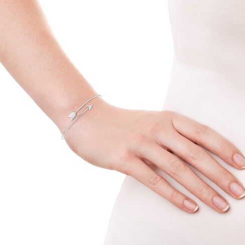 Minimalist Eternity Directional Arrow Wrap .925 Sterling Silver Bangle Bracelet in Saudi Arabia
