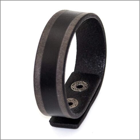 Heavstjer Punk Distressed Alloy Buckle Wristband Leather Cuff Bracelet in Kuwait
