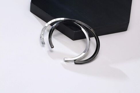 Hisatan 4mm Nordic Elder Futhark Runes Viking Cuff Bracelet,Stainless Steel Twisted Mobius C Shape Bangle,Norse Scandinavian Amulet Talisman Bracelet in Saudi Arabia