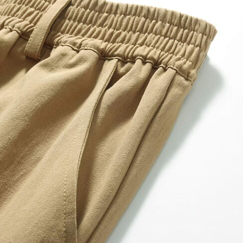 IDEALSANXUN Mens Elastic Waist Pants Mock Fly Loose Fit Casual Twill Pant Trouser in Saudi Arabia