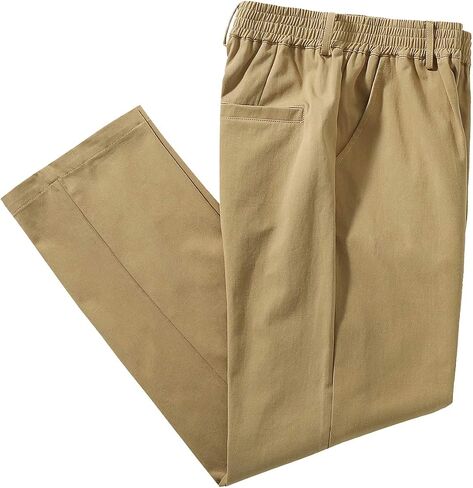 IDEALSANXUN Mens Elastic Waist Pants Mock Fly Loose Fit Casual Twill Pant Trouser in Saudi Arabia
