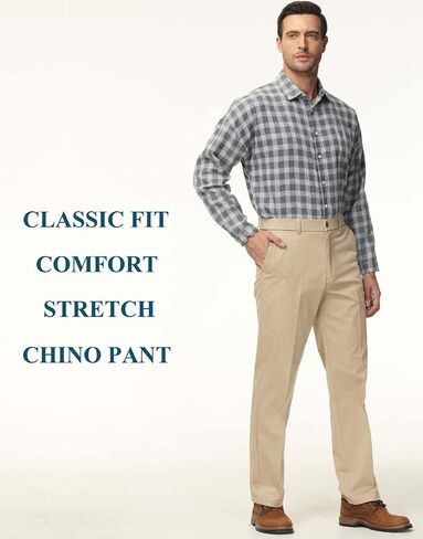 Soojun Men's Classic Fit Casual Stretch Khaki Pant Easy Flex Pants in Saudi Arabia