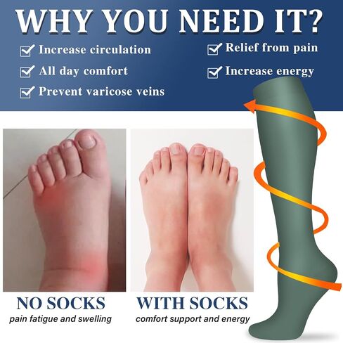 Sooverki Compression Socks for Women and Men Circulation (3/4 Pairs) is Best Support for Running Athletic Cycling Hiking in Kuwait