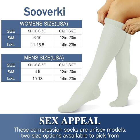 Sooverki Compression Socks for Women and Men Circulation (3/4 Pairs) is Best Support for Running Athletic Cycling Hiking in Kuwait