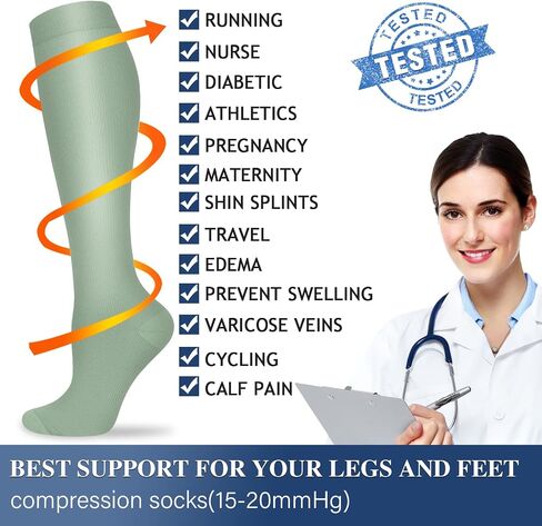 Sooverki Compression Socks for Women and Men Circulation (3/4 Pairs) is Best Support for Running Athletic Cycling Hiking in Kuwait