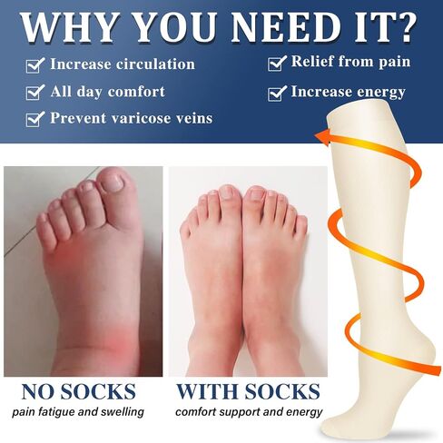 Sooverki Compression Socks for Women and Men Circulation (3/4 Pairs) is Best Support for Running Athletic Cycling Hiking in Kuwait