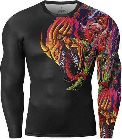 Red Plume Men’s 3D Printed Compression Long Sleeve T Shirts Top Tees in Kuwait