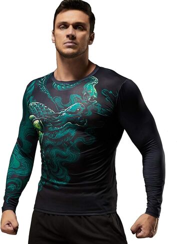 Red Plume Men’s 3D Printed Compression Long Sleeve T Shirts Top Tees in Kuwait